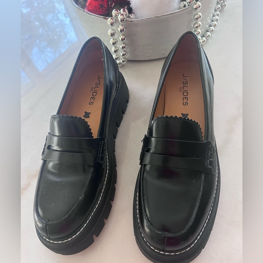 J/Slides - TYLER Black Leather Loafers